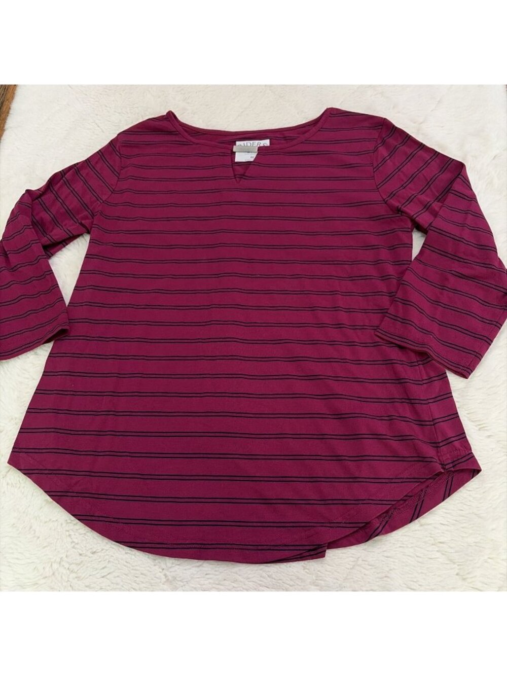 Riders By Lee Womens M Purple Striped Top Peep V